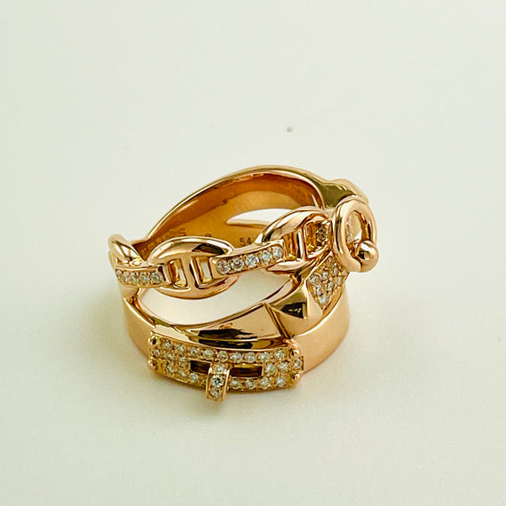 Hermes Alchimie Rose Gold Diamond Ring Large Model - Jacob's Diamond and Estate Jewelry
