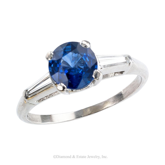 Sapphire Diamond Platinum Engagement Ring - Jacob's Diamond and Estate Jewelry