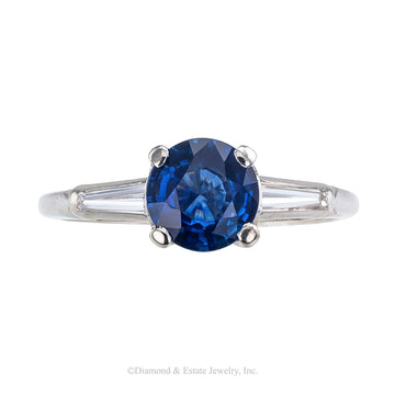 Sapphire Diamond Platinum Engagement Ring - Jacob's Diamond and Estate Jewelry