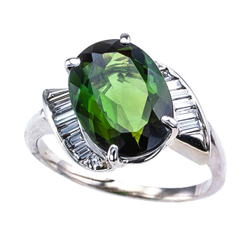 Green Tourmaline Diamond White Gold Cocktail Ring - Jacob's Diamond and Estate Jewelry