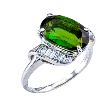 Green Tourmaline Diamond White Gold Cocktail Ring - Jacob's Diamond and Estate Jewelry