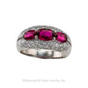 Ruby Diamond Platinum Three Stone Ring Band