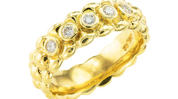 Gentlemans Five Stone Diamond Yellow Gold Wedding Band Size 10.25