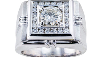 Diamond White Gold Gentlemans Cluster Ring