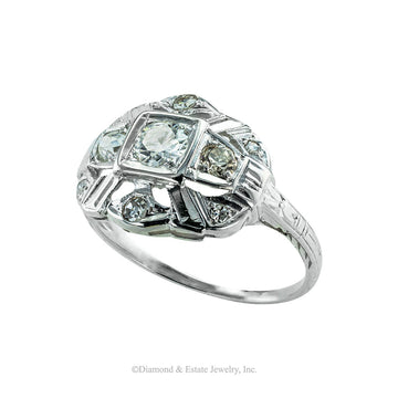  Art Deco old European-cut diamond and white gold engagement ring circa 1930. Jacob's Diamond & Estate Jewelry.