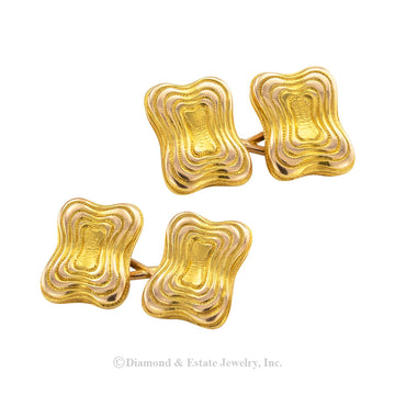 Tiffany & Co double face and gold cufflinks circa 1990.  Jacob's Diamond & Estate Jewelry.