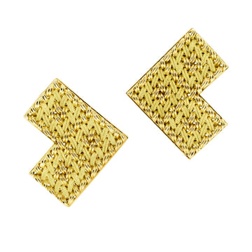 Gubelin handcrafted woven gold clip-on earrings circa 1970. Jacob's Diamond & Estate Jewelry.