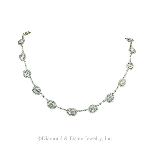 Rose-cut diamond and white gold estate necklace. Jacob's Diamond & Estate Jewelry.