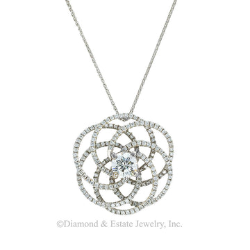 GIA report certified H color 0.73-carat diamond slide pendant. Jacob's Diamond & Estate Jewelry.