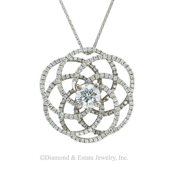 GIA report certified H color 0.73-carat diamond slide pendant. Jacob's Diamond & Estate Jewelry.