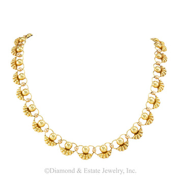 Retro gold link necklace circa 1940. Jacob's Diamond & Estate Jewelry.