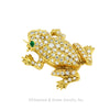 Austrian Diamond Emerald Gold Frog Brooch