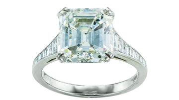 GIA Report Certified 4.09 Emerald Cut Diamond Platinum Engagement Ring