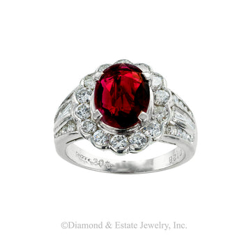 Ruby and diamond platinum ring. Jacob's Diamond & Estate Jewelry.
