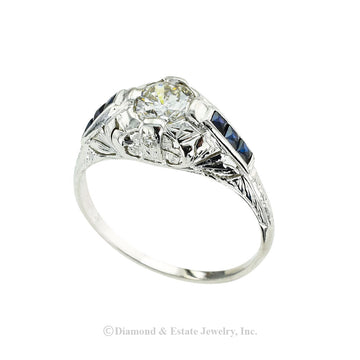 Art Deco diamond and platinum engagement ring circa 1925.  Jacob's Diamond & Estate Jewelry.