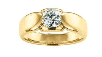 Art Deco Old European Diamond Yellow Gold Gentlemans Engagement Ring Size 9