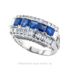 Estate Blue Sapphire Baguette Diamond Platinum Ring Band